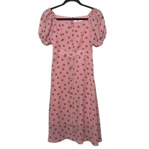 DUAF Pink Polka Dot Midi Dress Small